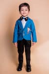 Toplove_Blue Blazer Suiting Embroidery Bead Little Boss Baby Set _Online_at_Aza_Fashions