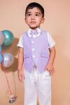 Toplove_Purple Cotton, Taffeta Stripe Pattern Waistcoat Set_Online_at_Aza_Fashions