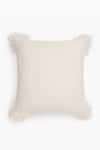 Throwpillow_White Blend Of Cotton And Polyester Fringe Neutral Cushion Cover _at_Aza_Fashions