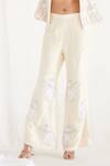 Koashee By Shubitaa_White Silk Embroidery, Sequins Collared Floral Jacket Pant Set _at_Aza_Fashions