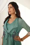 Buy_Koashee By Shubitaa_Green Silk Embroidery Collared Front Tie Jacket Pant Set _Online_at_Aza_Fashions