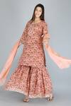 Shop_Kalakaari By Sagarika_Peach Pure Cotton Printed Floral Sharara_Online_at_Aza_Fashions