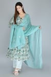 Shop_Kalakaari By Sagarika_Blue Cotton, Chiffon Gota Patti, Embroidery Floral Print Angrakha Anarkali Set _Online_at_Aza_Fashions