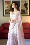 Buy_Talking Threads_Pink Tulle, Satin Sequins, Crystals, Zari Shower Embellished Saree With Blouse _Online_at_Aza_Fashions