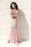 Shop_Talking Threads_Pink Tulle, Satin Sequins, Crystals, Zari Shower Embellished Saree With Blouse _Online_at_Aza_Fashions