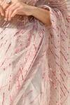 Talking Threads_Pink Tulle, Satin Sequins, Crystals, Zari Shower Embellished Saree With Blouse _at_Aza_Fashions