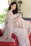 Buy_Talking Threads_Pink Silk Organza Crystals, Zari, Sequins Round Embroidered Kurta Sharara Set _Online_at_Aza_Fashions