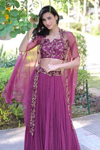 Talking Threads Salmon Zardozi Hand-Embroidered Kurta Churidar Set