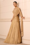 Tarun Tahiliani_Gold Blouse  Tulle And Skirt  Crinkle Draped Lehenga With Embroidered _Online_at_Aza_Fashions