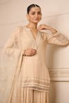 Buy_Tarun Tahiliani_Gold Kurta And Sharara : Georgette Embroidered Hand Notched Set For Women_Online_at_Aza_Fashions