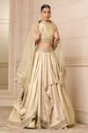 Buy_Tarun Tahiliani_Ivory Brocade Halter Draped Lehenga Set _Online_at_Aza_Fashions