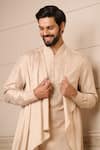 Buy_Tarun Tahiliani_Gold Kurta  Spun Silk Plain Asymmetric Layered Set _Online_at_Aza_Fashions