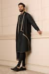 Buy_Tarun Tahiliani_Black Kurta  Moga Satin Plain Draped Set _Online_at_Aza_Fashions