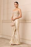 Buy_Tarun Tahiliani_Ivory Embroidered Floral Sweetheart Neck Corset Skirt Set With Cape For Women_Online_at_Aza_Fashions