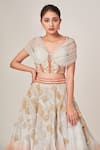 Tamaraa By Tahani_Grey Organza Embellished Sequins Sweetheart Neck Elisa Dual Toned Lehenga Set_Online_at_Aza_Fashions