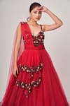 Tamaraa By Tahani_Pink Silk Taffeta Embellished Beads Sweetheart Neck Shae Floral Corset Gown _Online_at_Aza_Fashions