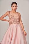 Tamaraa By Tahani_Pink Organza, Turkish Satin Cutdana, Isla Corset Fit And Flare Embellished Gown _Online_at_Aza_Fashions