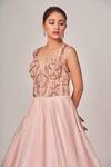 Buy_Tamaraa By Tahani_Pink Organza, Turkish Satin Cutdana, Isla Corset Fit And Flare Embellished Gown _Online_at_Aza_Fashions