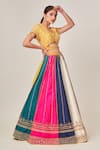 Buy_Tamaraa By Tahani_Multi Color Silk Taffeta Embellished Sequins V Parisa Blocked Work Lehenga Set _Online_at_Aza_Fashions