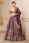 Tarun Tahiliani_Purple Floral Print And Embroidered Lehenga Set_Online_at_Aza_Fashions