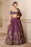 Buy_Tarun Tahiliani_Purple Floral Print And Embroidered Lehenga Set_Online_at_Aza_Fashions
