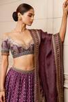 Shop_Tarun Tahiliani_Purple Floral Print And Embroidered Lehenga Set_Online_at_Aza_Fashions
