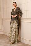 Tarun Tahiliani_Black Floral Print Peplum Kurta Sharara Set_Online_at_Aza_Fashions