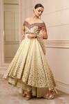 Buy_Tarun Tahiliani_Ivory Dolly- Chanderi Floral Print Asymmetric Anarkali Set_Online_at_Aza_Fashions