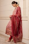 Buy_Tarun Tahiliani_Fuchsia Printed Floral Pattern Notched Straight Kurta Set _Online_at_Aza_Fashions