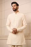 Buy_Tarun Tahiliani_Ivory Churidar  Stretch Poplin And Kurta  Cotton Silk Stripe Pattern Set _Online_at_Aza_Fashions