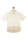 Buy_Tiber Taber_Cream Cotton Fish Print Shirt And Mundu Dhoti Set_Online_at_Aza_Fashions