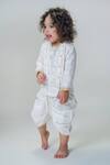 Tiber Taber_White Cotton Embroidery Moon Kurta And Dhoti Set _Online_at_Aza_Fashions