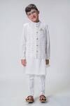 Shop_Tiber Taber_White Cotton Embroidery Heart Bundi And Pant Set 