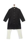 Buy_Tiber Taber_Black Cotton Embroidery Chevron Kurta With Pyjama _Online_at_Aza_Fashions