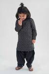Tiber Taber_Black Cotton Embroidery Chevron Pathani Kurta With Salwar _Online_at_Aza_Fashions
