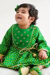 Tiber Taber_Green 100% Cotton Bandhani Angrakha Kurta And Dhoti Pant Set _Online_at_Aza_Fashions