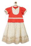 Buy_Tiber Taber_Red Cotton Embroidery Puff Sleeve Bandhani Print Pattu Pavdai Dress_Online_at_Aza_Fashions