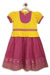 Tiber Taber_Purple Cotton Embroidery Bandhani Print Pleated Pattu Pavdai Dress_Online_at_Aza_Fashions