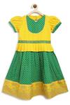 Tiber Taber_Yellow Cotton Pleated Pattu Pavdai Dress _Online_at_Aza_Fashions