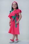 Tiber Taber_Pink Cotton Solid Ruffled Dress _Online_at_Aza_Fashions