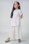 Tiber Taber_White Cotton Embroidery Heart Pattern Ruffled Top With Culottes _Online_at_Aza_Fashions