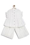 Shop_Tiber Taber_White Cotton Embroidery Heart Pattern Ruffled Top With Culottes _Online_at_Aza_Fashions