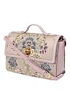 The Leather Garden_Purple Floral Pattern Tulip Leather Jacquard Shoulder Bag _Online_at_Aza_Fashions