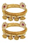 Tizora_White Kundans Jhumki Latkans Pacheli Bangles - Set Of 2 _Online_at_Aza_Fashions