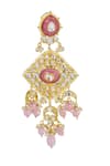 Tizora_Gold Plated Kundan Carved Stone Earrings _Online_at_Aza_Fashions