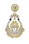 Tizora_White Kundan Meena Chandbali Earrings _Online_at_Aza_Fashions