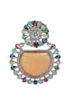 Tizora_Multi Color Synthetic Faux Diamonds And Carved Stones Floral Earrings _Online_at_Aza_Fashions