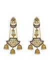 Tizora_Gold Plated Meenakari Pearl Studded Earrings _Online_at_Aza_Fashions