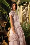 Sahil Kochhar_Purple Organza Net Embroidery Abstract Mandarin Collar Tabassum Gown  _Online_at_Aza_Fashions