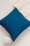 Throwpillow_Blue Blend Of Cotton And Polyester Pleated Cushion Cover _Online_at_Aza_Fashions